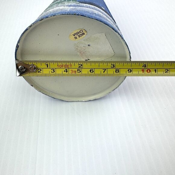 Vintage Christmas Lighthouse Candle Tea Light Snowman Winter Luminary Blue Metal - Picture 9 of 9